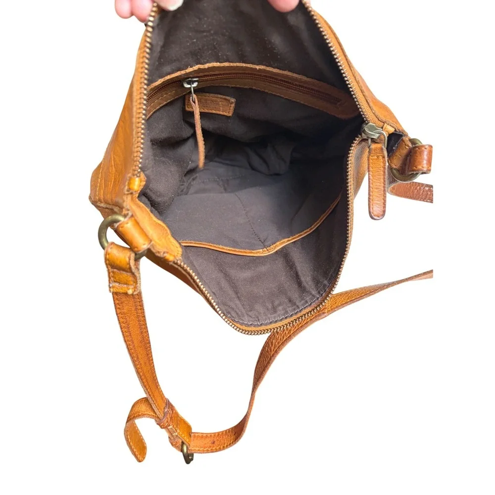 Valenca Holland Cognac Brown Leather Woven Diamond Crossbody Bag Handbag